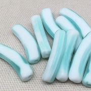 10 Vintage Blue Aqua White German Slice Glass Beads - Sea Beads