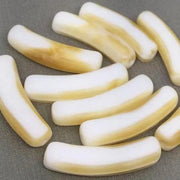 10 Vintage Beige White German Slice Glass Beads - Sea Beads
