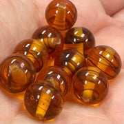 10 Vintage Topaz Japan Striped Glass Beads - Sea Beads