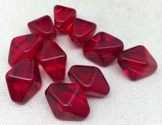 10 Vintage Translucent Siam Red German Diamond Glass Beads - Sea Beads