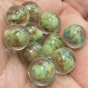 10 Vintage Green Light Venetian Round Glass Beads - Sea Beads