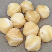 10 Vintage White Beige Givre German Glass Beads - Sea Beads