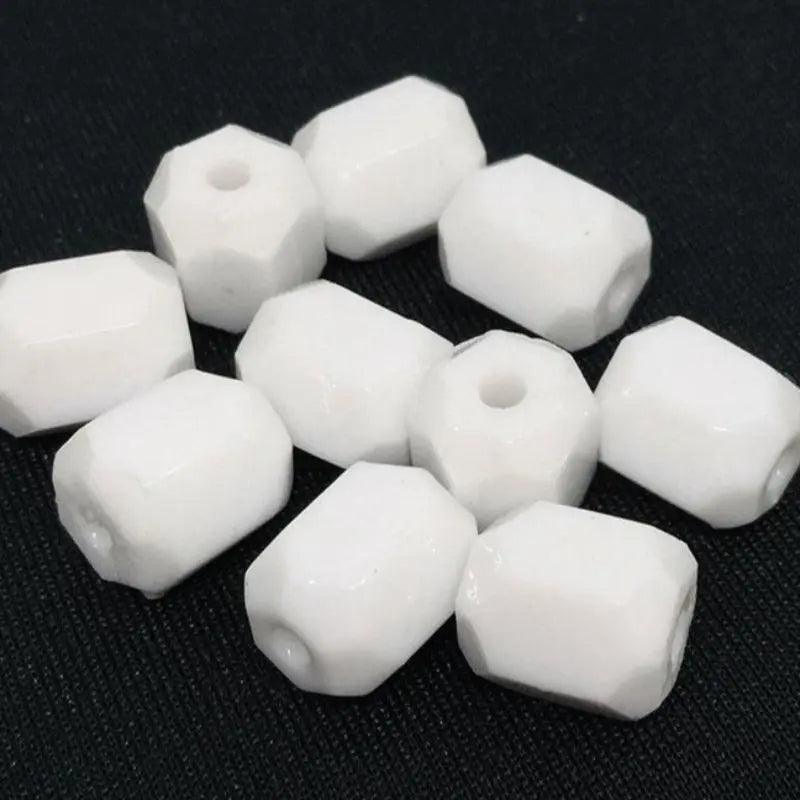 10 Vintage White German Glass Beads - Sea Beads