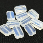 10 Vintage White Japan Opal Rectangle Glass Beads - Sea Beads