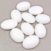 10 Vintage White Oval Glass Cabochons - Sea Beads