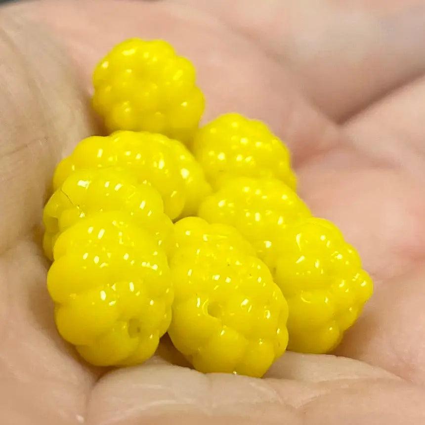 10 Vintage Yellow Berry Glass Beads - Sea Beads