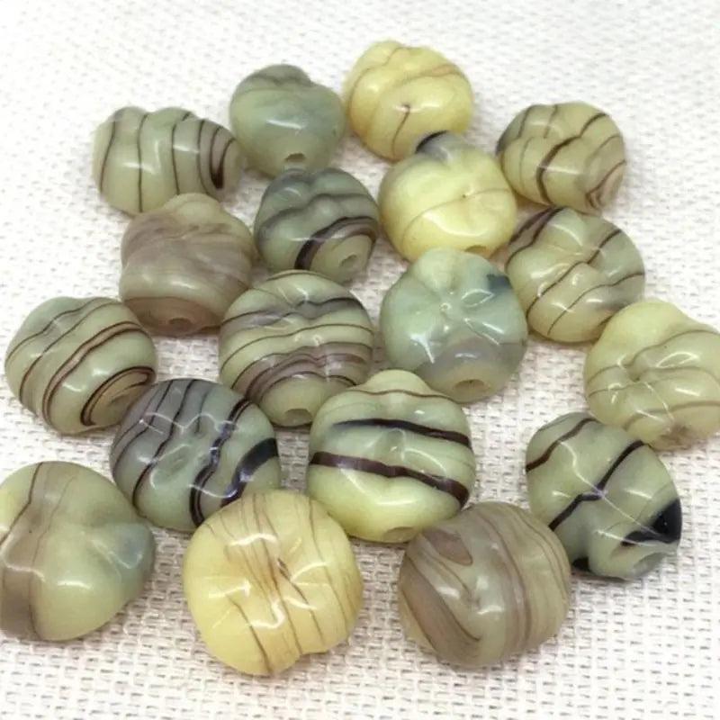 10 Vintage Yellow Brown Japan Glass Beads - Sea Beads