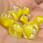 10 Vintage Yellow Clear German Givre Round Glass Beads - Sea Beads