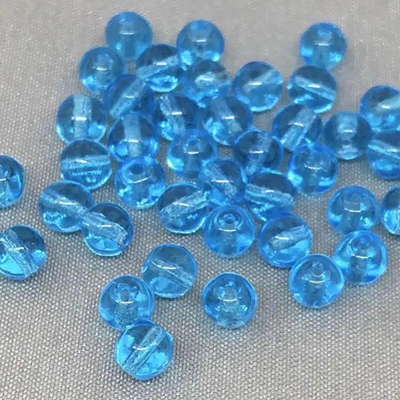 100 Blue Aqua Czech Round Glass Beads - Sea Beads