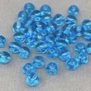 100 Blue Aqua Czech Round Glass Beads - Sea Beads