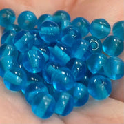 100 Blue Capri Czech Round Glass Beads - Sea Beads
