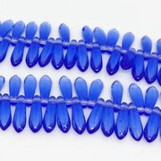 100 Blue Sapphire Czech Dagger Glass Beads - Sea Beads