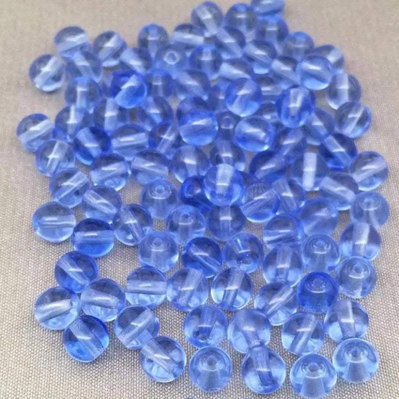 100 Blue Sapphire Czech Round Glass Beads - Sea Beads