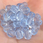 100 Blue Sapphire Light Czech Fire Polished Glass Beads - Sea Beads