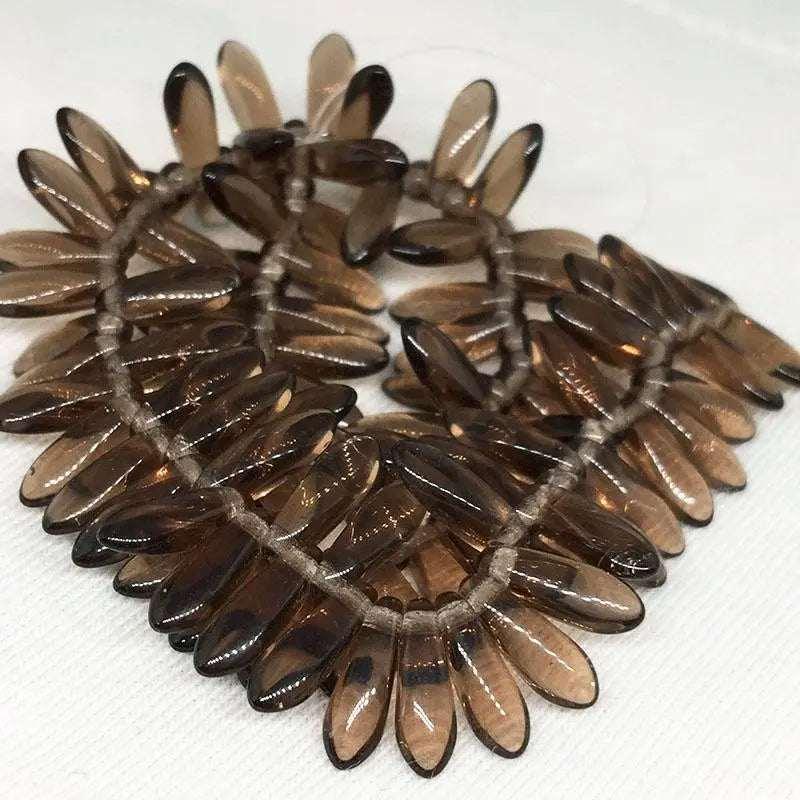 100 Brown Czech Dagger Glass Beads - Sea Beads