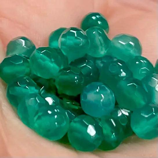 100 Green Jade Faceted Gemstone Beads - Sea Beads