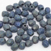 100 Iris Blue Green Czech Matte Glass Beads - Sea Beads