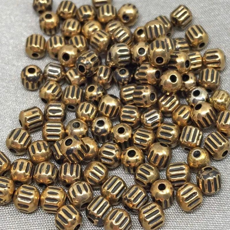 100 Vintage Antiqued Gold Acrylic Beads - Sea Beads