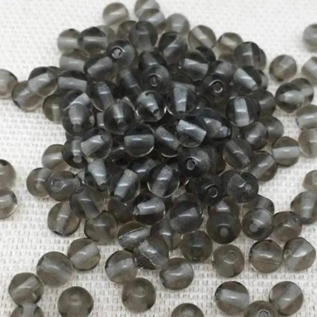 100 Vintage Black Diamond Czech Round Glass Beads - Sea Beads