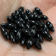 100 Vintage Black Japan Rice Oval Glass Beads - Sea Beads