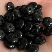 100 Vintage Black Rondelle Disc Glass Beads - Sea Beads