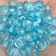 100 Vintage Blue Aqua Czech Rondelle Glass Beads - Sea Beads