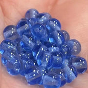 100 Vintage Blue Sapphire Czech Round Glass Beads - Sea Beads