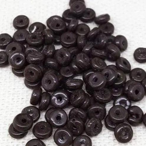 100 Vintage Brown Dark Chocolate Rondelle Glass Beads - Sea Beads