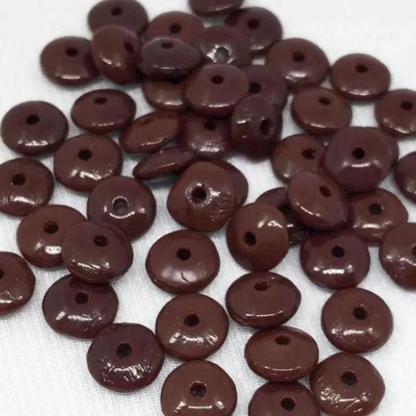 100 Vintage Brownish Red Rough Rondelle Glass Beads - Sea Beads