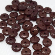 100 Vintage Brownish Red Rough Rondelle Glass Beads - Sea Beads
