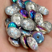 100 Vintage Clear Vitrail Czech Rondelle Disc Glass Beads - Sea Beads