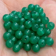 100 Vintage Green Japan Opal Round Glass Beads - Sea Beads