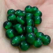 100 Vintage Green Japan Round Glass Beads - Sea Beads