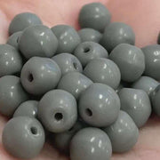 100 Vintage Grey Round Glass Beads - Sea Beads