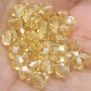 100 Yellow Golden Light Czech Fire Polished Glass Beads - Sea Beads