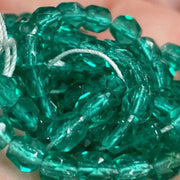 100 Green Zircon Czech Fire Polished Transparent Glass Beads - Sea Beads