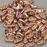 10g Copper Czech 2-Hole Shim Glass Beads - Sea Beads