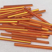 10g Vintage Metallic Orange Czech Bugle Glass Beads - Sea Beads
