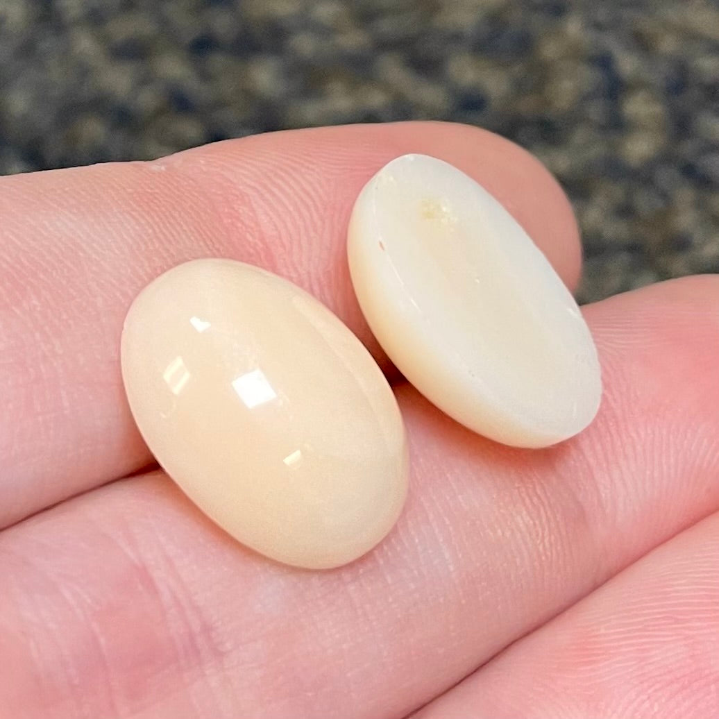 2 Vintage Coral Genuine Oval Cabochons