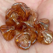 12 Celesian Rosaline Czech Flower Glass Beads - Sea Beads