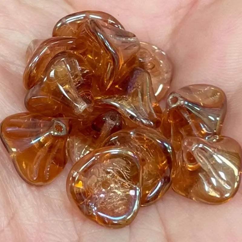 12 Celesian Rosaline Czech Flower Glass Beads - Sea Beads