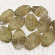 12 Vintage Yellow Golden Light Czech Matte Oval Glass Beads - Sea Beads