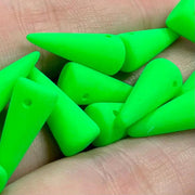 12 Green Neon Czech Matte Spike Glass Beads - Sea Beads