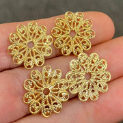 12 Vintage Gold Plated Little Filigree Stampings - Sea Beads