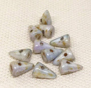 12 Blue Grey Picasso Czech Spike Glass Beads - Sea Beads