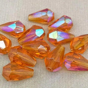 12 Vintage AB Topaz Czech Faceted Teardrop Glass Beads - Sea Beads
