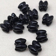 12 Vintage Black Interlocking Glass Beads - Sea Beads