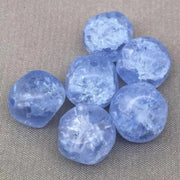 12 Vintage Blue Light German Baroque Crackle Glass Beads - Sea Beads