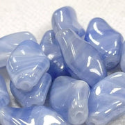 12 Vintage Blue Luster Striped Oval Twist Glass Beads - Sea Beads