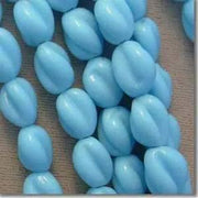 12 Vintage Blue Turquoise Twist Oval Glass Beads - Sea Beads